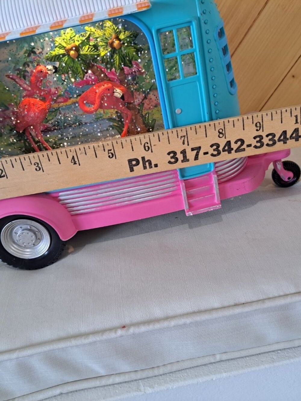 Cracker Barrel Camper Flamingo Glitter Globe Palm Tree Lights Motion - Picture 12 of 15